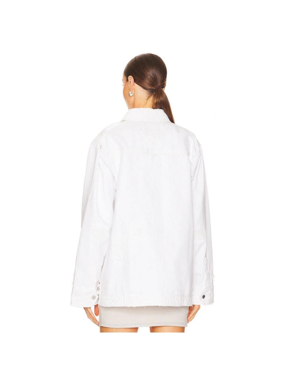 GRLFRND White Shirt Jacket Oversized Denim Jacket - Picture 2 of 6
